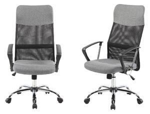 ModernHOME Otočná kancelářská židle, chromové nohy, vysoký opěrák, šedá barva