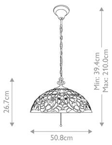 Elstead QZ-KAMI-P - Lustr na řetězu Tiffany KAMI 3xE27/60W/230V