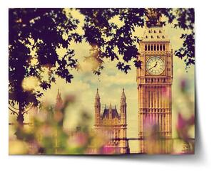 Sablio Plakát Londýn Big Ben Flowers - 60x40 cm