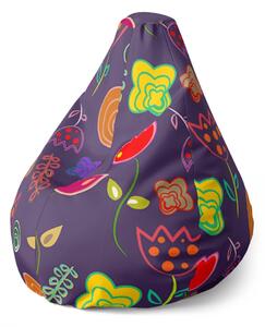 Sablio Sedací vak Pear Nakreslené květiny - 70 x 95 x 15 cm