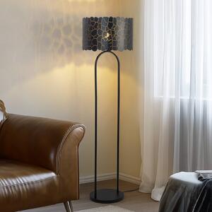 Stojací lampa Lindby Aralena, černá/zlatá, výška 143,5 cm