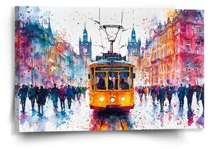 Sablio Obraz Žlutá tramvaj Paint - 60x40 cm