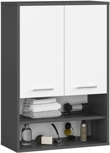 Ak furniture Závěsná koupelnová skříňka Fin W64 2D 64 cm grafit/bílá