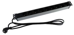Napájecí lišta do racku B7112 19" panel 1U, 9 zásuvek, 2m