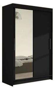 Posuvná šatní skříň FLORIA VI se zrcadlem, 120x200x58, černá mat