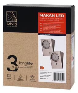 Sada LED svítidel pod skříňku ADVITI AD-OM-6207L4, 2,5W 180lm 4000K, 2ks, INOX stříbrná
