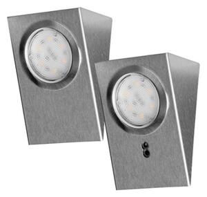 Sada LED svítidel pod skříňku ADVITI AD-OM-6207L4, 2,5W 180lm 4000K, 2ks, INOX stříbrná