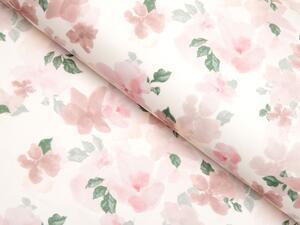 Biante Sametový povlak na polštář Tamara TMR-036 Růžovo-béžové akvarelové květy na bílém 30 x 50 cm