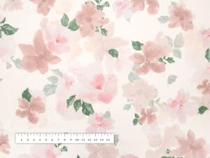 Biante Sametový povlak na polštář s lemem Tamara TMR-036 Růžovo-béžové akvarelové květy na bílém 30 x 50 cm
