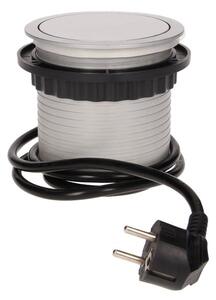 Zásuvkový blok kulatý ORNO OR-AE-1341, 4x zásuvka, barva stříbrná, kabel 1.5m