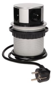 Zásuvkový blok kulatý ORNO OR-AE-1341, 4x zásuvka, barva stříbrná, kabel 1.5m