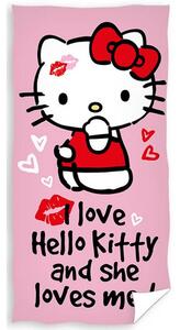 Bavlněná froté osuška 70x140 cm - Hello Kitty Love