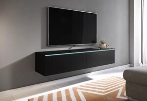 TV stolek LOWBOARD D, 140x30x33, černá, bez LED osvětlení