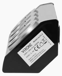 Povrchová rohová zásuvka ORNO VIRONE FS-3, 3x 230V, 2xUSB, nerez