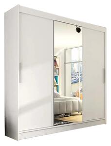 Posuvná šatní skříň LUKAS se zrcadlem, 250x215x58, bílá mat
