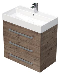 Koupelnová skříňka s umyvadlem Naturel Cube Way 80x76,5x46 cm dub Wellington mat CUBE46803DWSAT