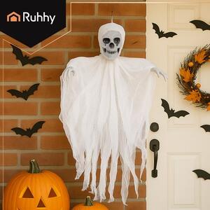 Dekorace Halloween visící kostra Ruhhy 26124, bílá