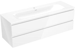 Mexen Orio, koupelnová skříňka 140 cm s umyvadlem Vela, 2 zásuvky, bílá lesklá, 91A10-14047-2-BFF00-W23M00