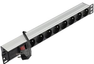 Napájecí lišta do racku NEKU 22.5001 19" panel 1U, 8 zásuvek, vypínač, 1,8m