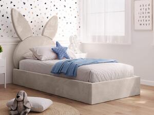 Čalouněná dětská postel 90x200 s roštem, béžová Velvet Kids Line 2 Rabbit