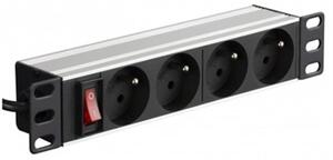 Napájecí lišta do racku NEKU 22.5009 10" panel 1U, 4 zásuvky, vypínač, 1,8m