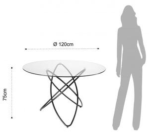 Kulatý stolek HULA HOOP TOMASUCCI (barva - průhledné sklo, černý kov)