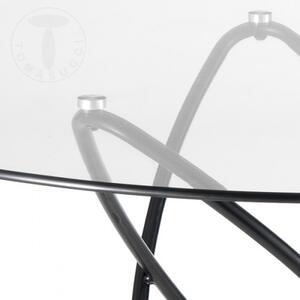 Kulatý stolek HULA HOOP TOMASUCCI (barva - průhledné sklo, černý kov)