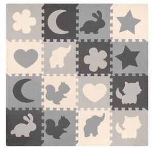 Pěnová podložka puzzle REBEL RBY-2250-16 150 x 150 cm, s rámem, šedá