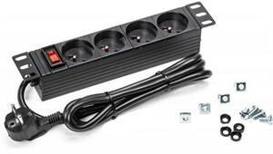 Napájecí lišta do racku NEKU 22.5092 10" panel 1U, 4 zásuvky, vypínač, 1,8m