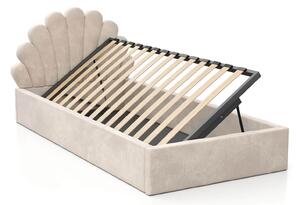 Čalouněná dětská postel 90x200 s roštem a úložným prostorem, béžová Velvet Kids Line 3 Mušle