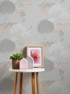 A.S. Création | Vliesová tapeta na zeď Famous Garden 39350-1 | 0,53 x 10,05 m | šedá, růžová, meruňková, bílá