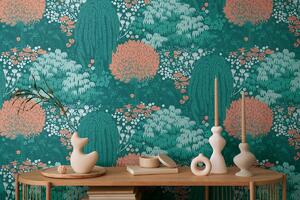 A.S. Création | Vliesová tapeta na zeď Famous Garden 39350-3 | 0,53 x 10,05 m | vining ivy, zelená, oranžová, bílá
