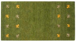 Vlněný koberec gabbeh 80 x 150 cm zelený YALAFI