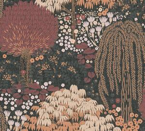 A.S. Création | Vliesová tapeta na zeď Famous Garden 39350-4 | 0,53 x 10,05 m | černá, oranžová, meruňková, vínová, růžová, vícebarevná