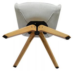 Bílá čalouněná otočná židle s dubovýma nohama Tereza