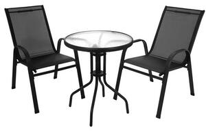 Balkonový set stůl + 2 židle černý Gardlov 27568
