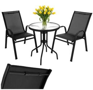 Balkonový set stůl + 2 židle černý Gardlov 27568