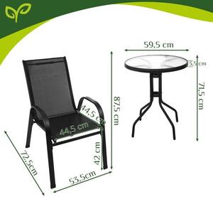 Balkonový set stůl + 2 židle černý Gardlov 27568