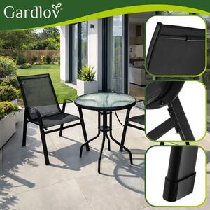 Balkonový set stůl + 2 židle černý Gardlov 27568