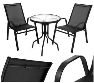 Balkonový set stůl + 2 židle černý Gardlov 27568