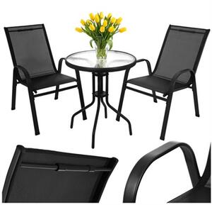 Balkonový set stůl + 2 židle černý Gardlov 27568
