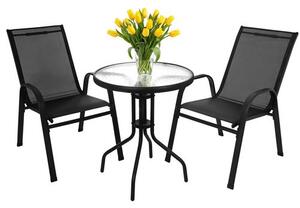 Balkonový set stůl + 2 židle černý Gardlov 27568