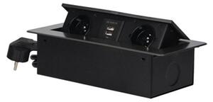 Výklopný blok zapuštěný ORNO OR-AE-13126/GR, 2x 230V a 2x USB, grafitová