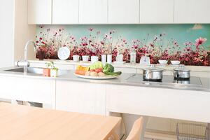 DIMEX | Fototapeta do kuchyně Jarní pole KI-350-126 | 350 x 60 cm | modrá, červená, růžová