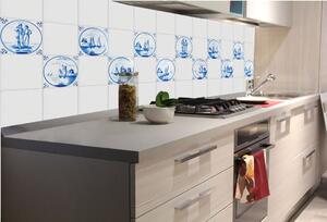 DIMEX | Fototapeta do kuchyně Modré kachličky KI-180-167 | 180 x 60 cm | modrá, bílá