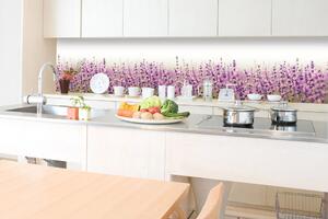 DIMEX | Fototapeta do kuchyně Levandulové pole KI-350-125 | 350 x 60 cm | zelená, bílá, fialová