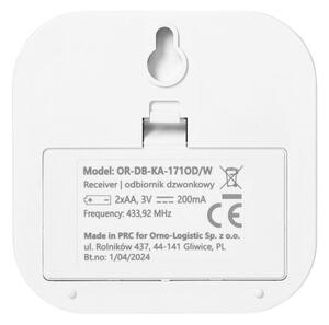 Bezdrátový zvonek ORNO OR-DB-KA-171/W, dosah až 150m, bílá