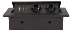 Výklopný blok ORNO OR-AE-1324/B, 2x2P+Z, 3xUSB, černá
