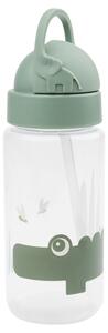 Zelená plastová láhev s brčkem Done by Deer Croco 350 ml