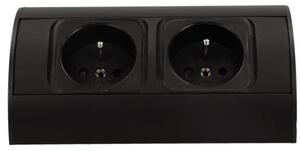 Povrchová zásuvka rohová ORNO OR-AE-1303/B, 2x zásuvka 230V, kabel bez vidlice, černá